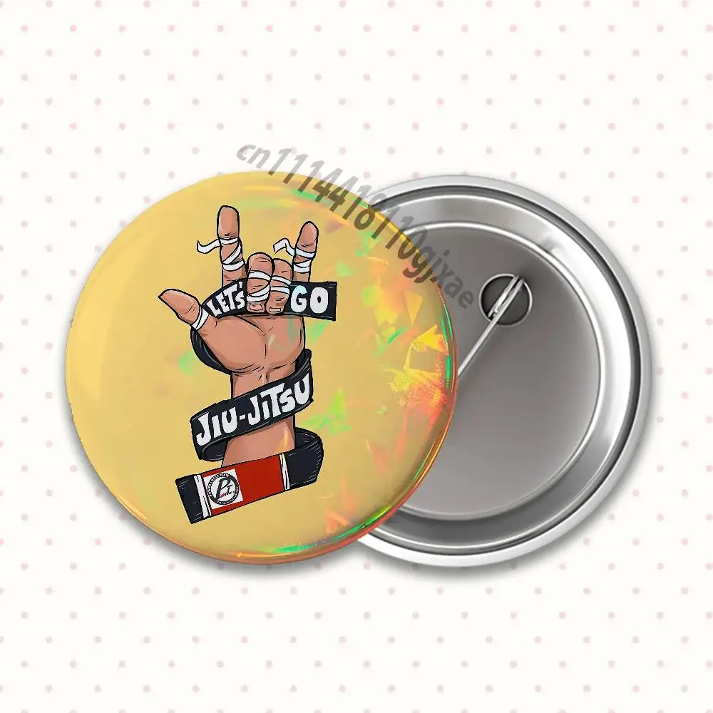 BJJ Brazilian Jiu Jitsu Badges25 32 44 58 75mm Round Cosplay Pin Fans Collect Friends Gifts Brooch Souvenir Custom