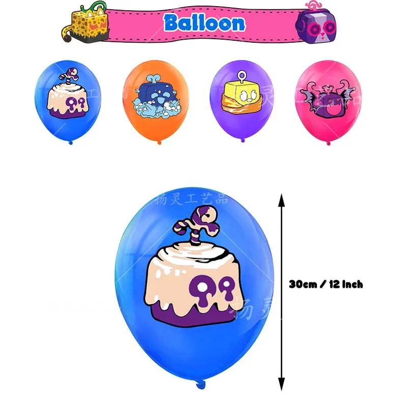 Blox Fruit Verjaardagsfeestje Leveren Wegwerp Banner Taart Topper Opknoping Vlag Blox Vruchten Ballonnen Set Verjaardagstaart Decoratie