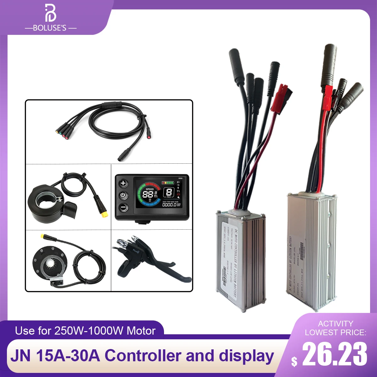 

Electric Bicycle Controller 15A/22A/30A JN Sine Wave Waterproof plug Controller S866-1S Color Display for Electric Bike Kit