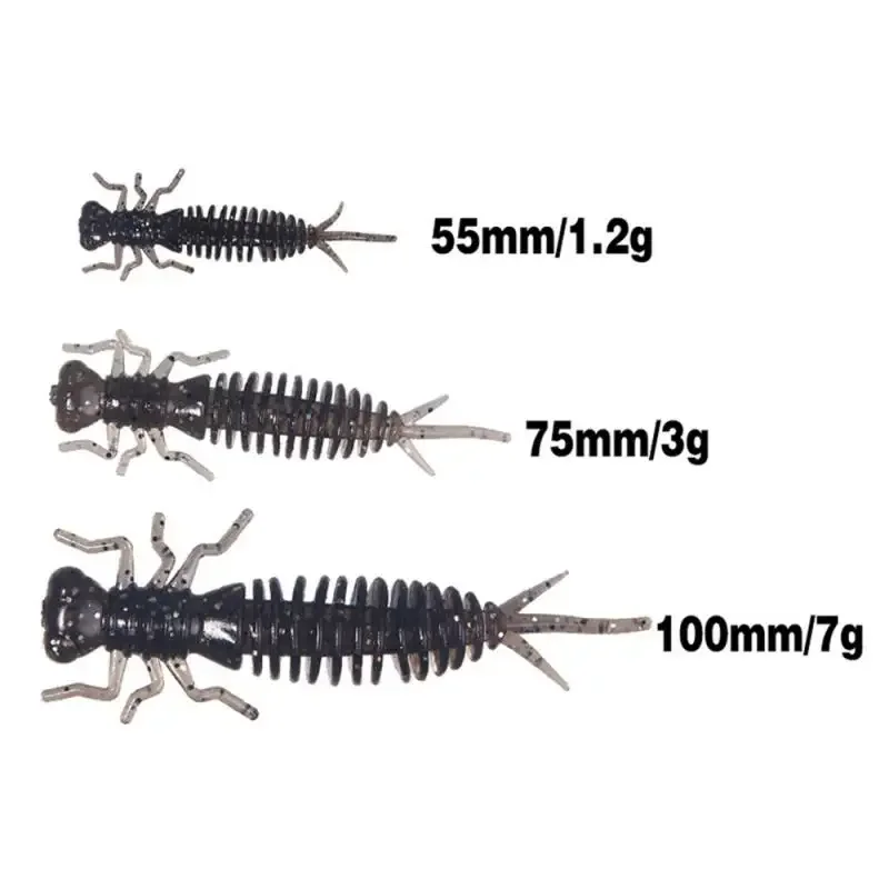 3PCS lot Wobblers Fishing Lures Larva Soft Lures 55mm 75mm 100mm Swimbait Artificial Silicone Soft Bait Bass Pike Carp