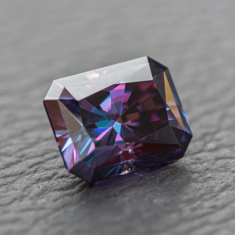 Moissanite Radiant Cut Imperial Purple Color VVS1 with GRA Certificate for Gemstone Charms Beads Top Jewelry Making Materials