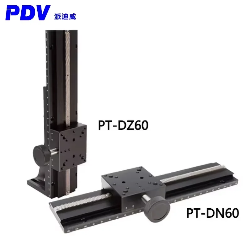 PT-DN/DZ60 Manual long travel rack and pinion fine-tuning translation table with dovetail groove