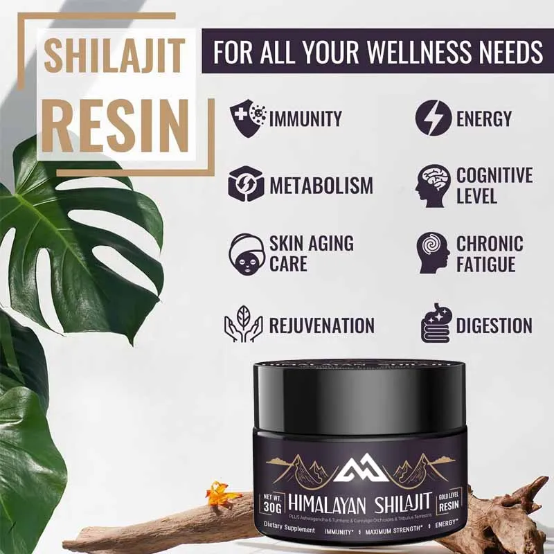 

600mg pure Himalayan organic natural Shilajit resin contains 85+trace minerals and potent fulvic acid, immune system, 30g