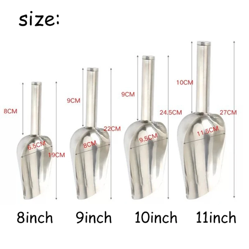 1 Stuks Rvs Ice Scoop Bar Pub Thuis Keuken Ijsblokjes Spice Suiker Meel Moer Scoop Keuken Gadget Ronde schop Scoop
