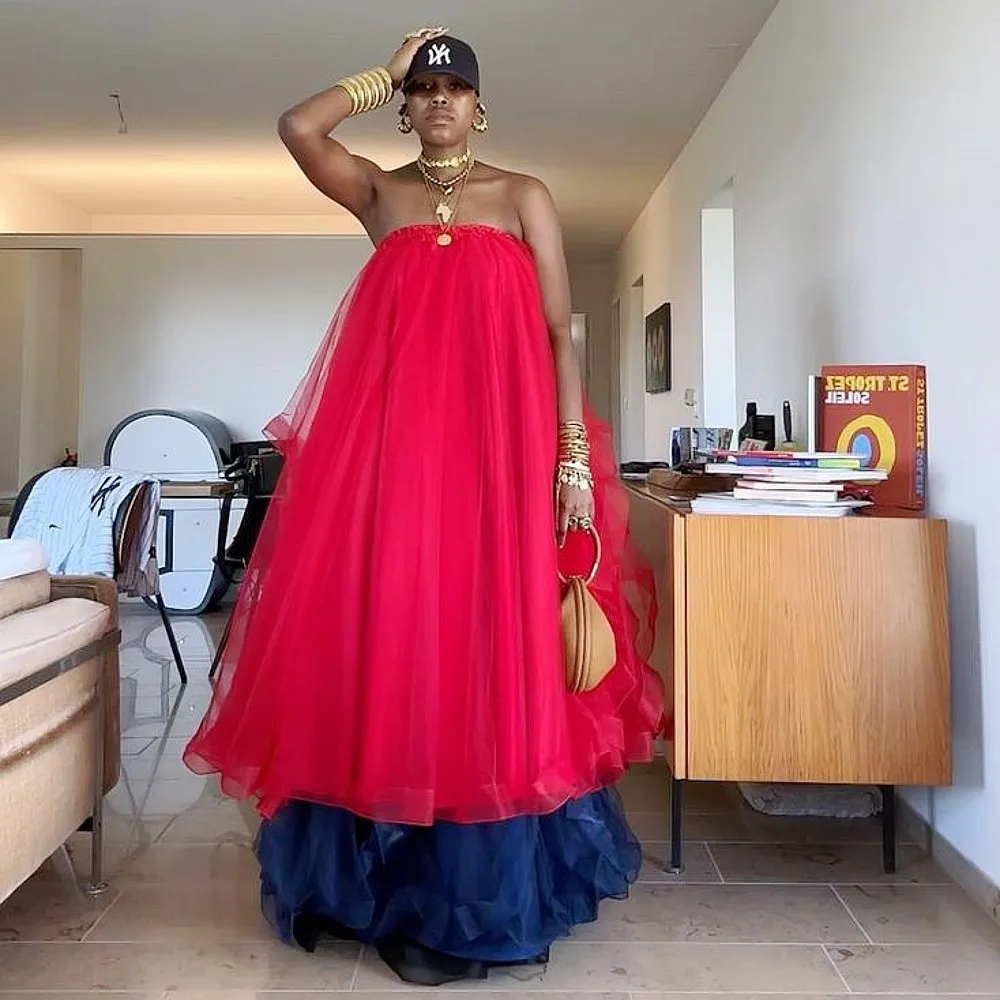 Vestidos de tule vermelho e azul marinho para mulheres, vestidos de festa de verão, sem alças, camadas, vestido de aniversário para meninas