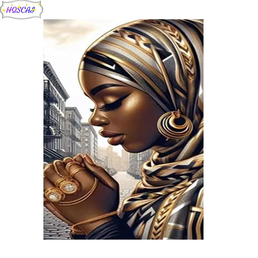 5D Diy Diamond Painting Portrait of an Indian African woman Full Round Square Drill  Mosaic 3d Wall Art Picture Home Decoration