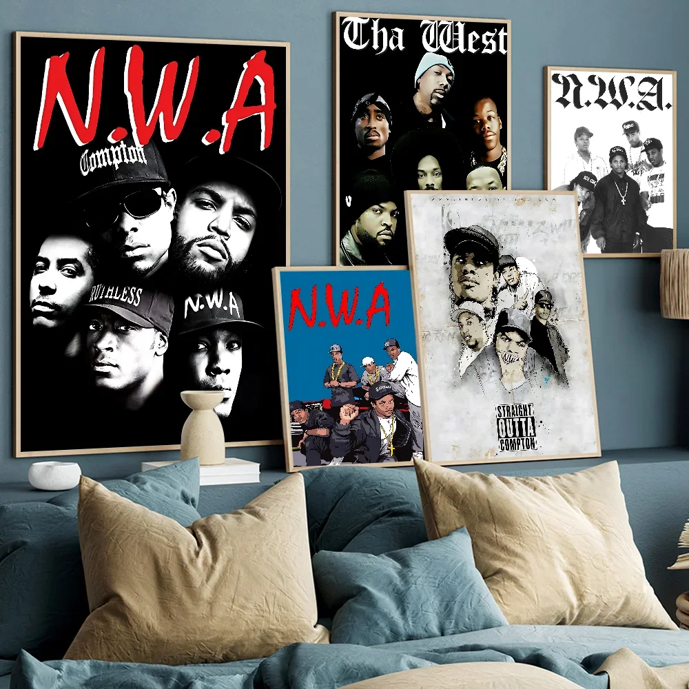 

Hop Rap N.W.A Hip Ice Cube Dr.dre Eazy-e Canvas Painting Vintage Posters Sticky Vintage Room Home Bar Cafe Decor Room Decor