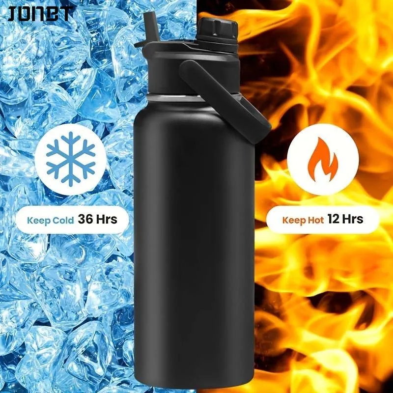 32oz Stainless Steel Water Bottle Double Drink Vacuum Insulated 304 Thermos Hot Cold Travel Sports Bottle with Handle LeakProof