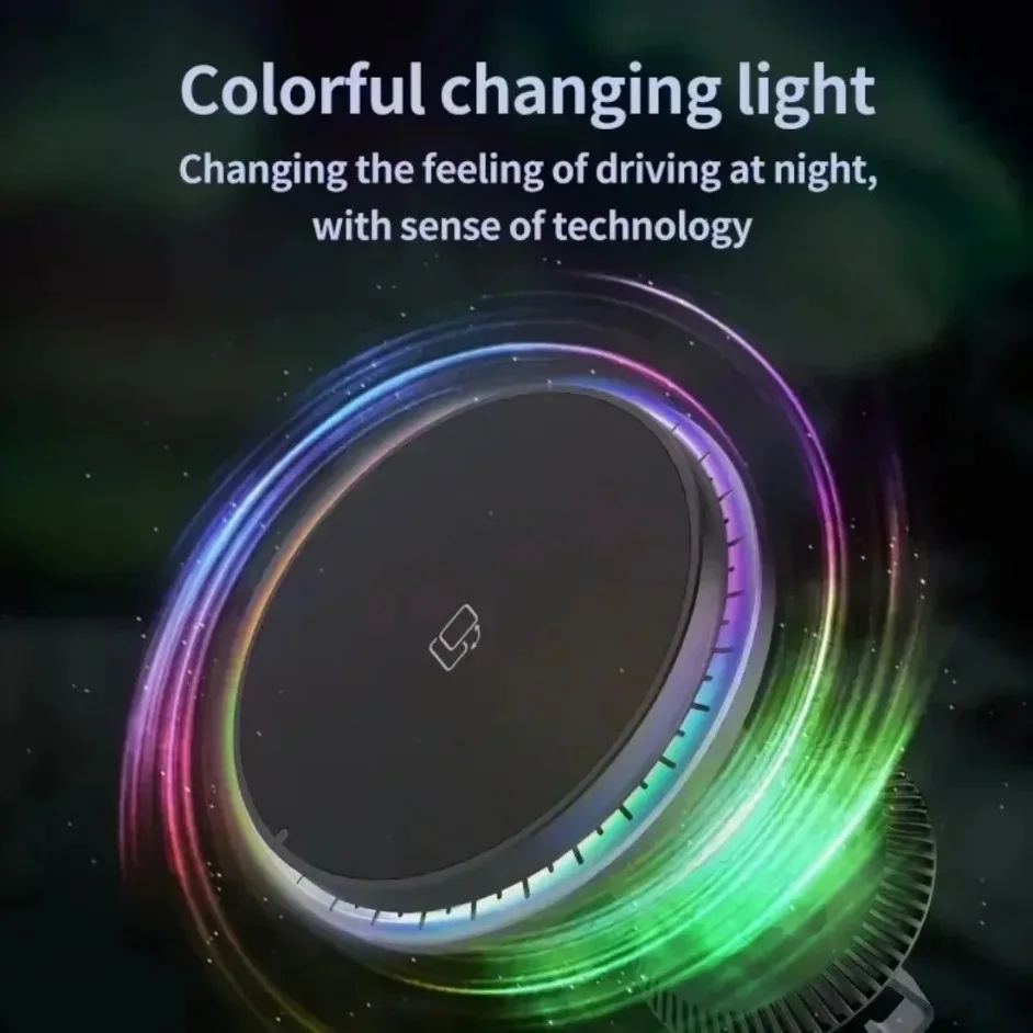 شاحن سيارة لاسلكي مغناطيسي 30 واط حامل هاتف السيارة حامل RGB آيفون 16-12 برو ماكس Macsafe جبل محطة شحن سريعة #4