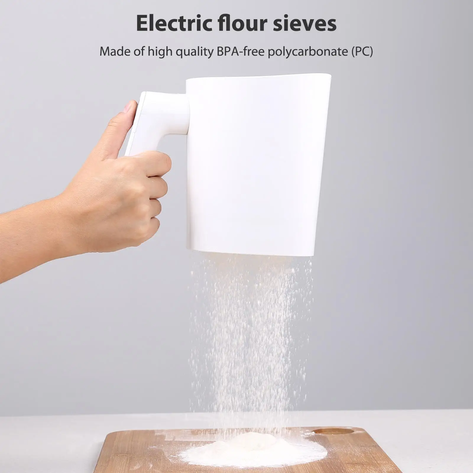 Electric Flour Sifter Handheld Powder Strainer Cup Easy To Clean Battery Operated Sifter Kitchen Cooking Baking Pastry Tools