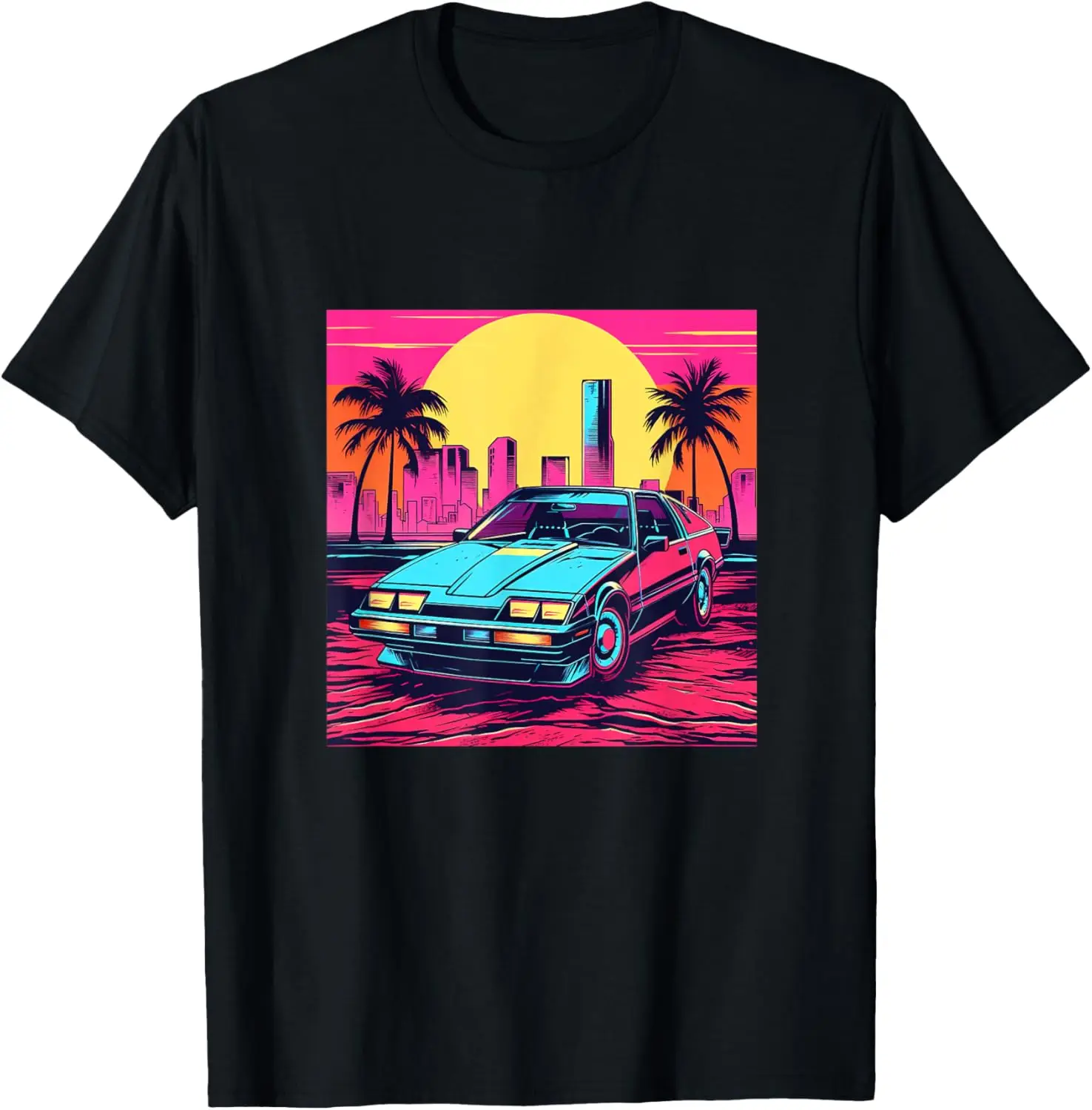 

Retrowave Miami Synthwave 80s 90s Aesthetic Vintage Car T-Shirt