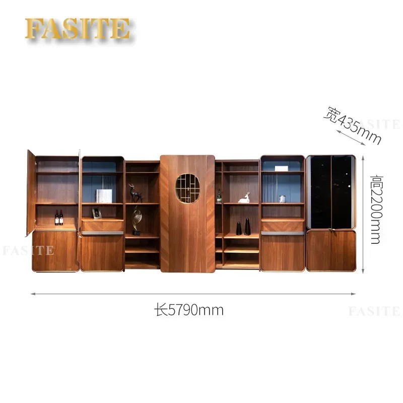 For Modern New Chinese Style Wooden File Cabinet Data Storage Bookcase Office Background Furniture Durable Large Capacity