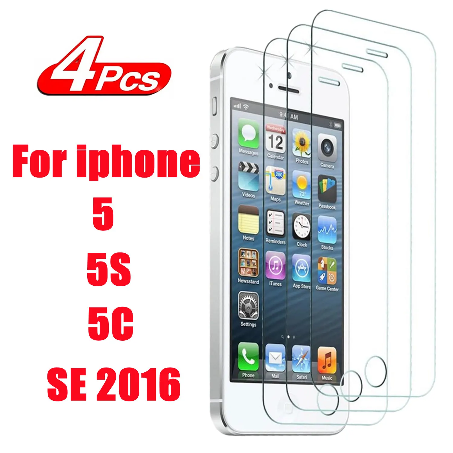

For iPhone 5 5S 5C SE 2016 2/4Pcs HD Screen Protector Glass
