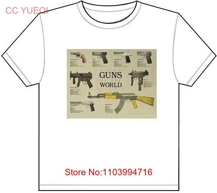 GUNS OF THE WORLD T-SHIRT TEE PICTURE PHOTO cool rifle pistol ak revolver m16 T7