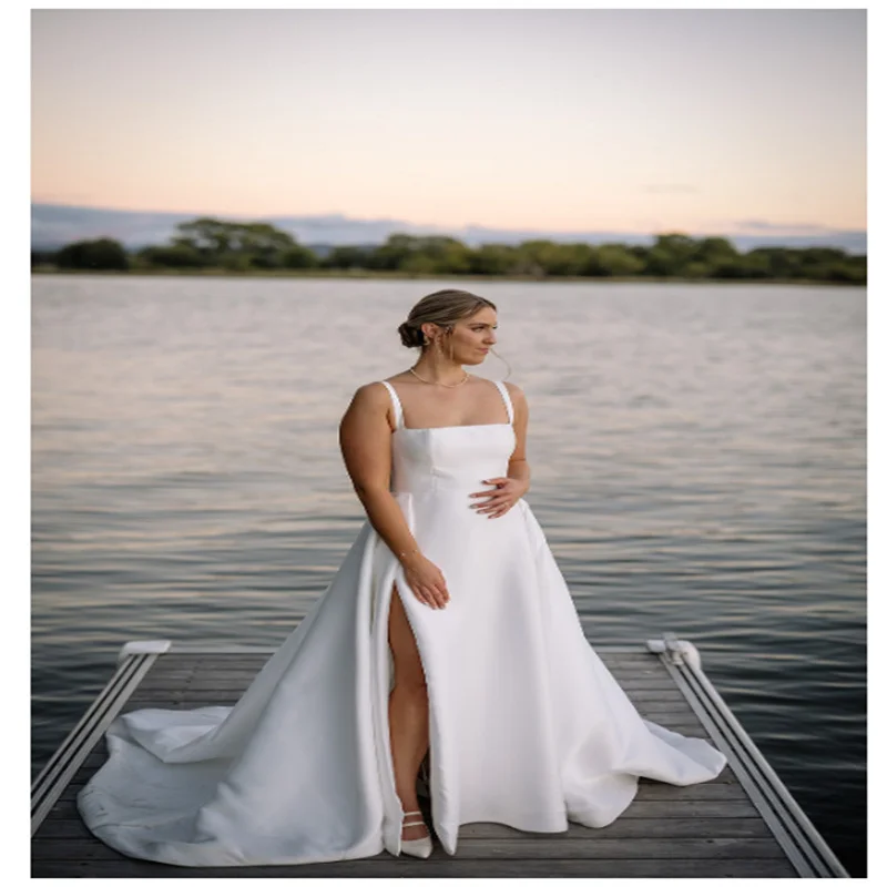 

Wedding Dresses Luxury 2025 For Women Sleeveless Princess Beach A Line Satin Bridal Dress Vestidos De Novia Customized