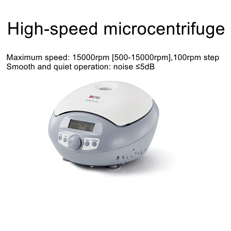 Laboratory high-speed micro/mini-centrifuge D2012Plus with a variety of sizes of centrifuge tube gray