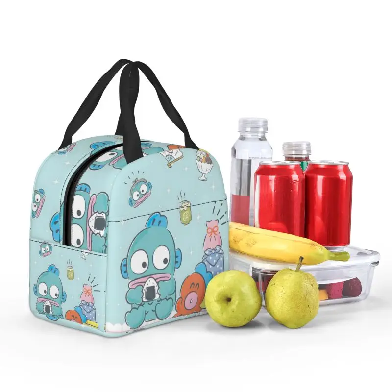 Hangyodon الحرارية معزول حقيبة الغداء النساء الأسماك القبيحة Kawaii الكرتون أنيمي المحمولة حاوية الغداء طفل مدرسة الأطفال عبوة طعام