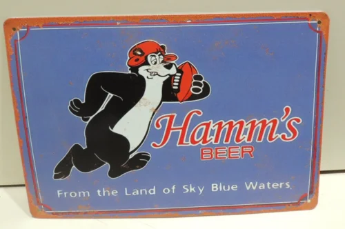 NEW Metal Sign Hamms Beer Bear Football 12x8in US Seller