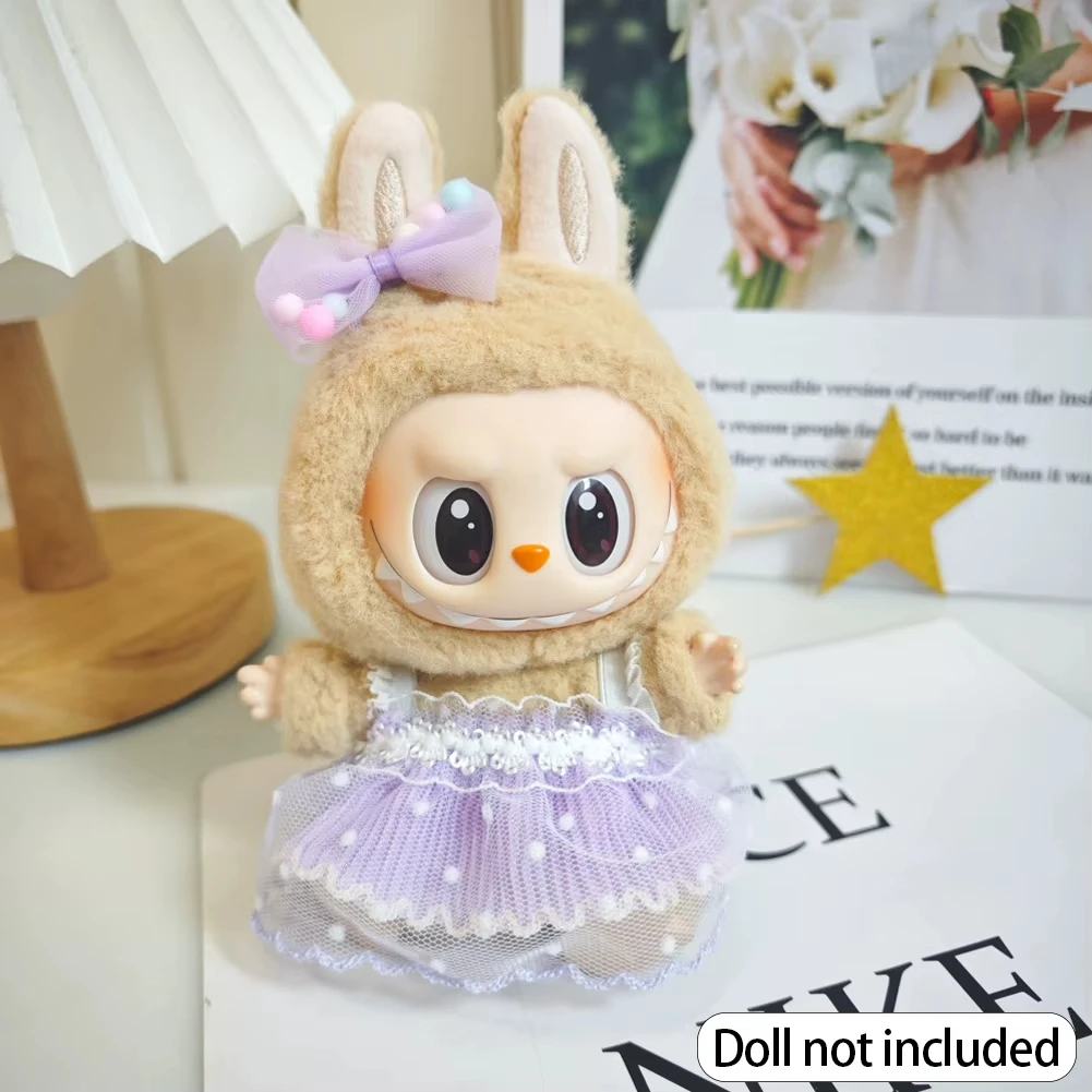 

For 17cm Labubu V2 V1 Cartoon Purple Dress Cute Doll Clothes Outfit Accessories Idol Doll Clothing for Kid Gift for Labubu Ropa