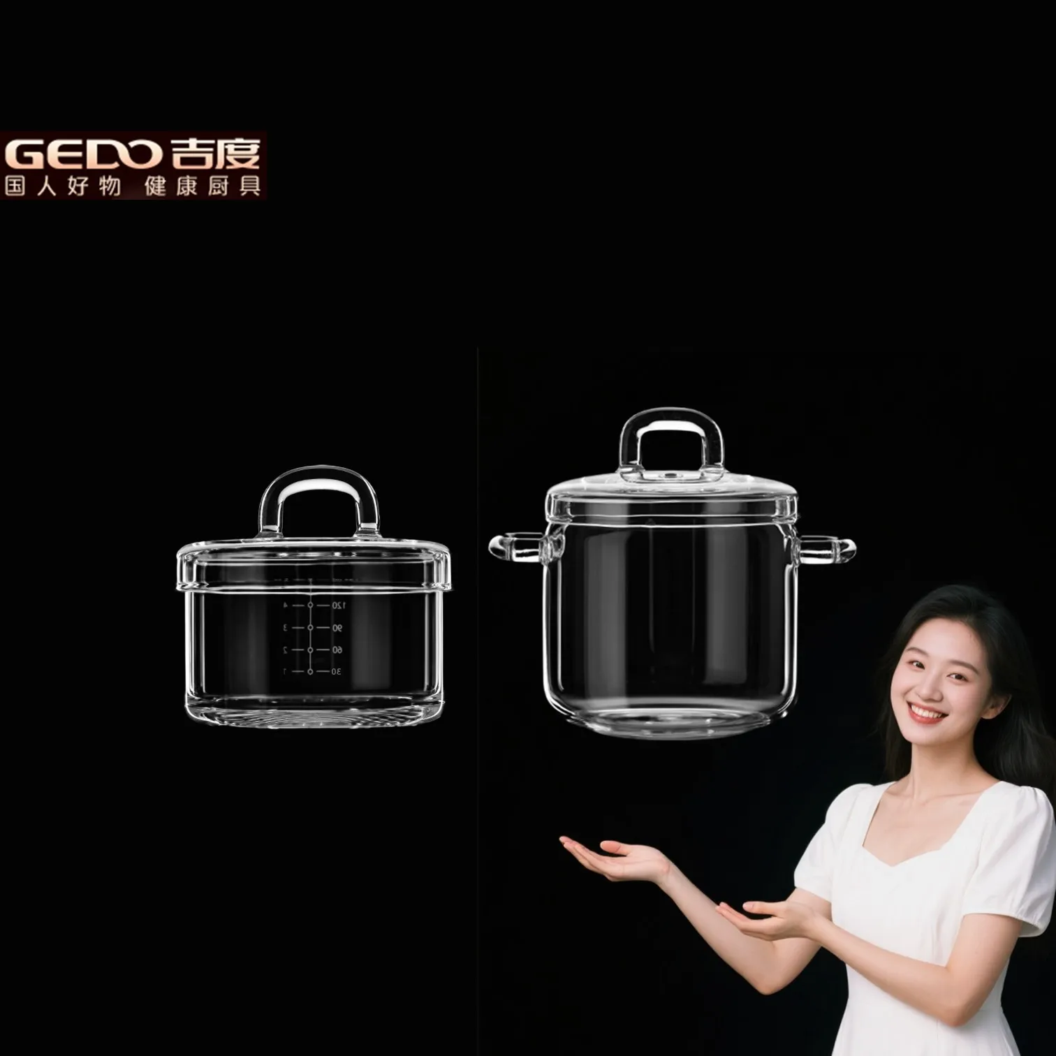 

GEDO Transparent Glass Bird's Nest Steaming Jar Ultra Hard Egg Custard Maker 700ml Capacity Transparent Salad Bowl with Cover