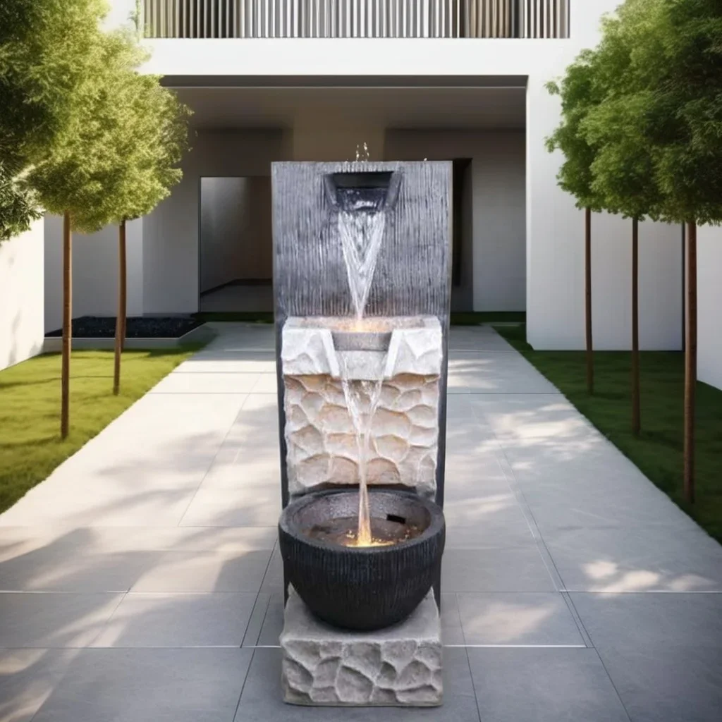 2026 Modern Simple Outdoor Waterfall Fountain Natural Indoor Resin Features for Patio Courtyard Garden Pool Decor