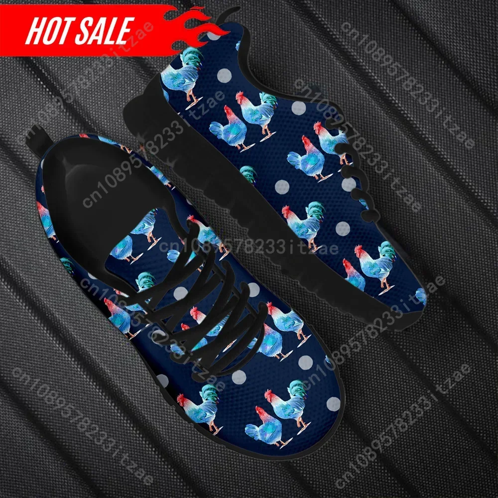 Rooster Purple Print Women's Outdoor Running Shoes Mens Casaul Flat Shoes Breathable Wear Resistant Walking Sneakers