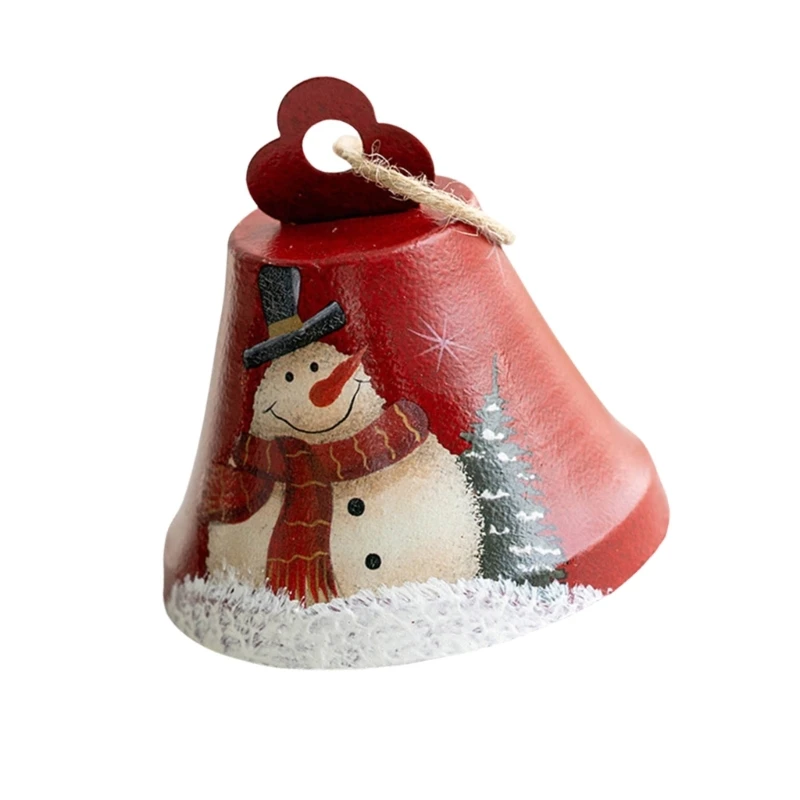 Iron Crafted Christmas Santa/Snowman Themed Bells Holiday Hanging Charm for Office Stylish Tree Branch Ornament