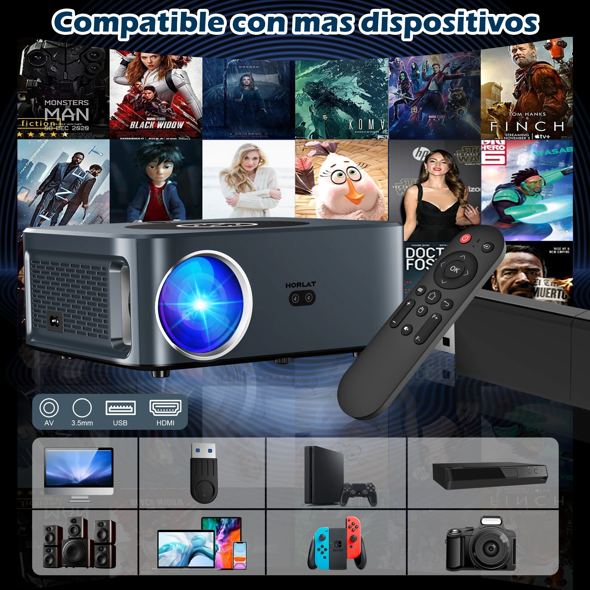 Imagem -02 - Horlat-led Projetor Android Home Theater Portátil Auto Keystone 5g Wifi Vídeo 4k Full hd 1080p Oferta Especial