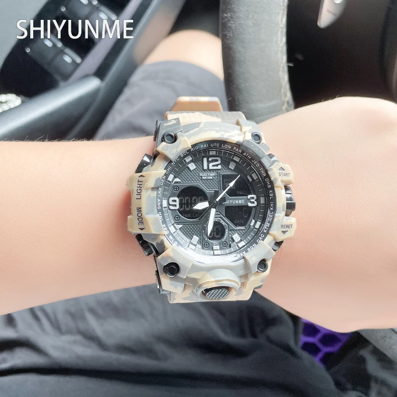 SHIYUNME New G Style Men LED Digital Quartz Watch Dual Display Military Sports Outdoor Waterproof Men\'s watch Relogio Masculino