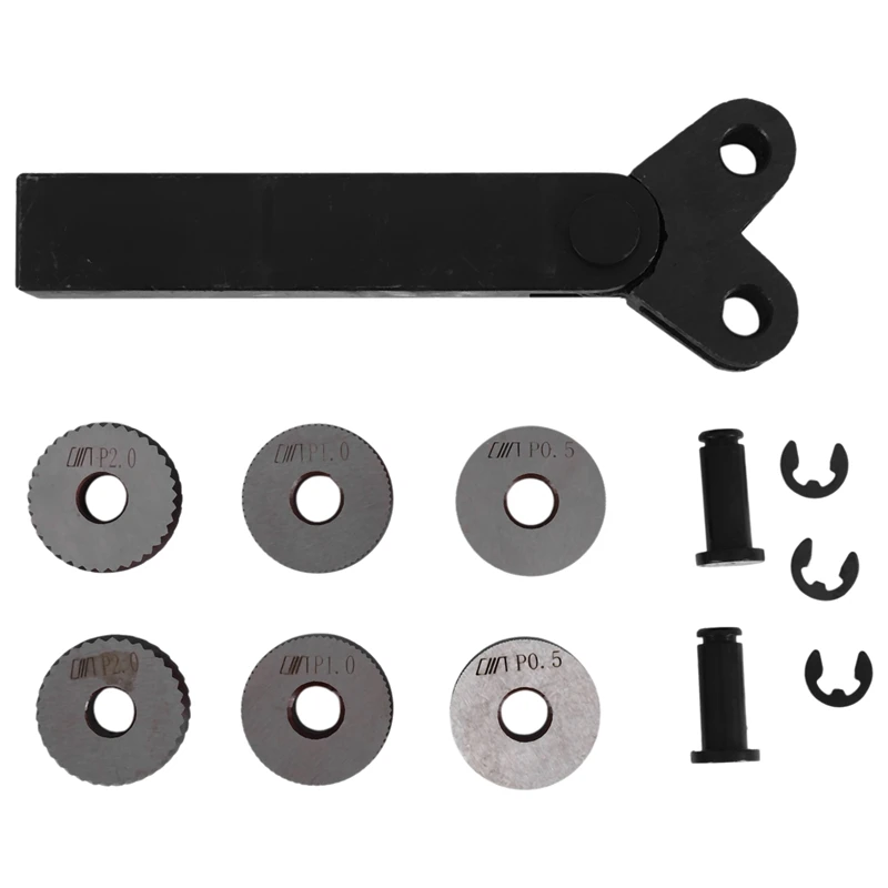 

Лидер продаж, 7 шт., набор инструментов для накатки с двойным колесом, 0,5 мм, 1 мм, 2 мм, набор линейных колес, набор стальных токарных станков, инструмент для накатки колес