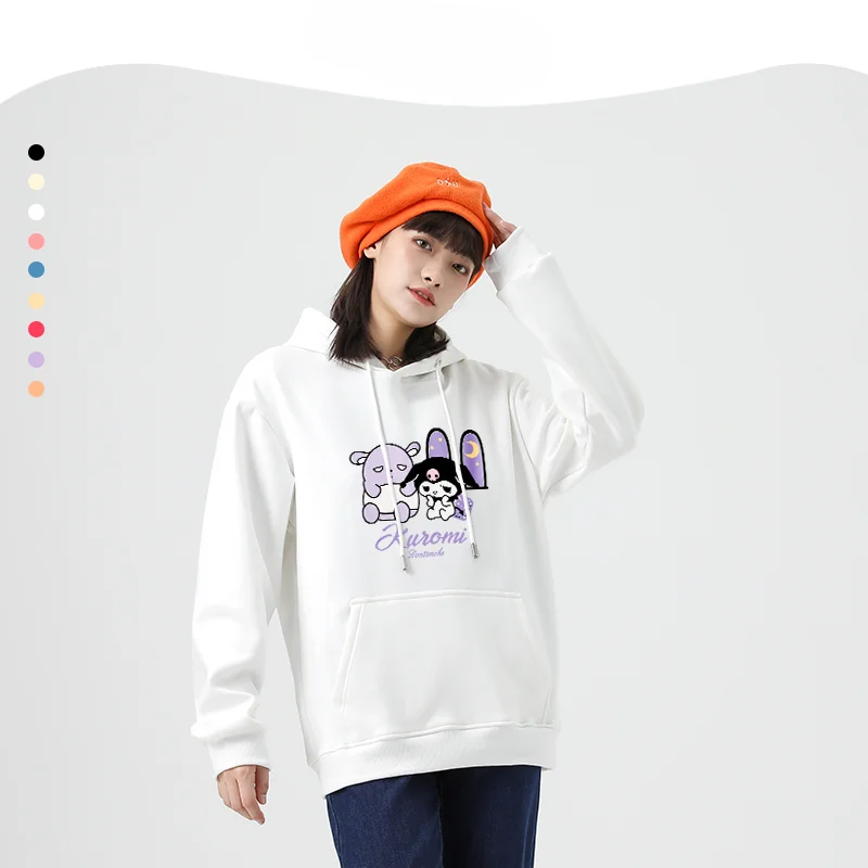 Sanrio Kuromi Printed Hoodie for Women New Collection hooded long sleeved simple and fashionable kawaii pullover women's hoodie