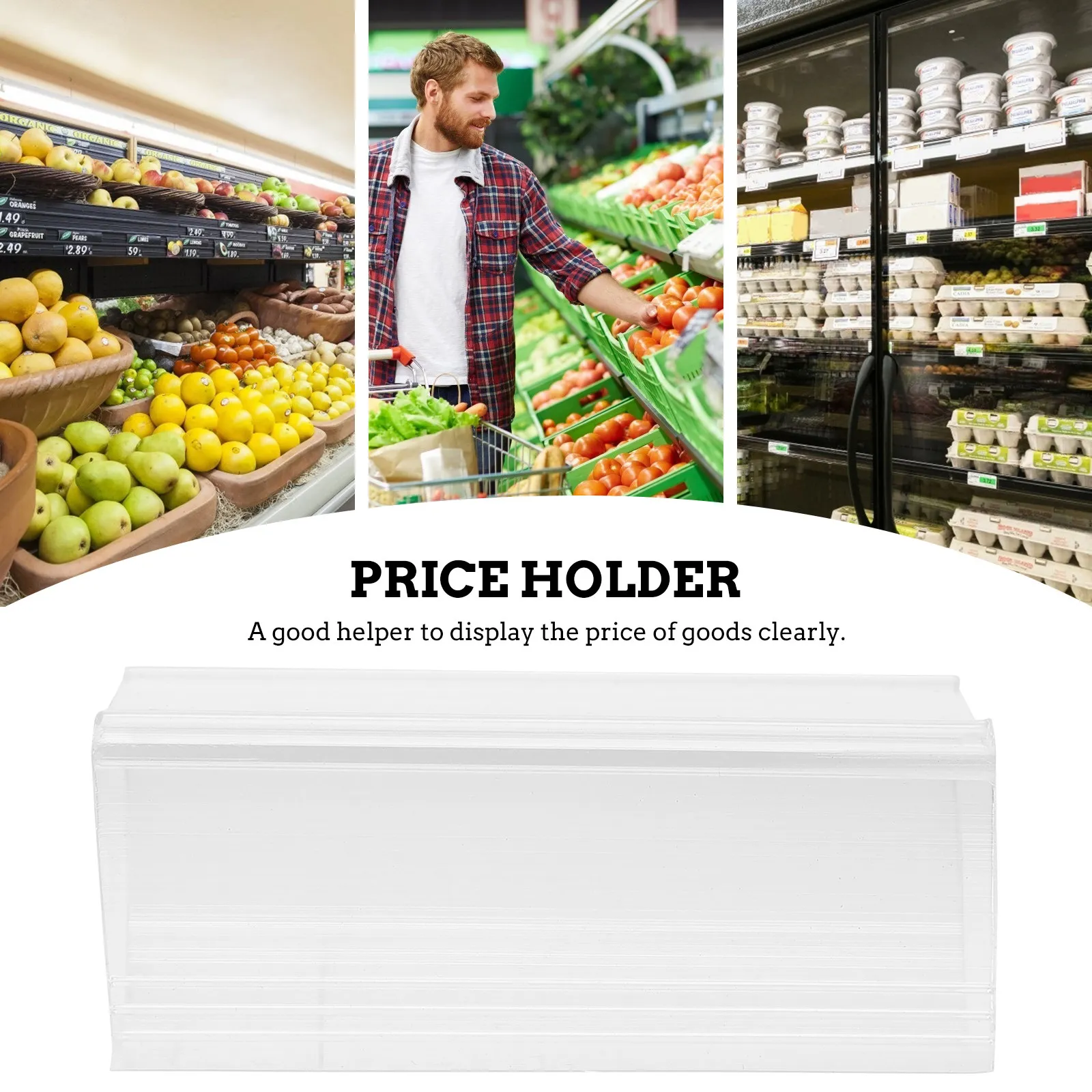 

40 шт. прозрачных пластиковых держателей ценников для супермаркетов, подставки для демонстрации товаров на полках, для организации ценников на полках