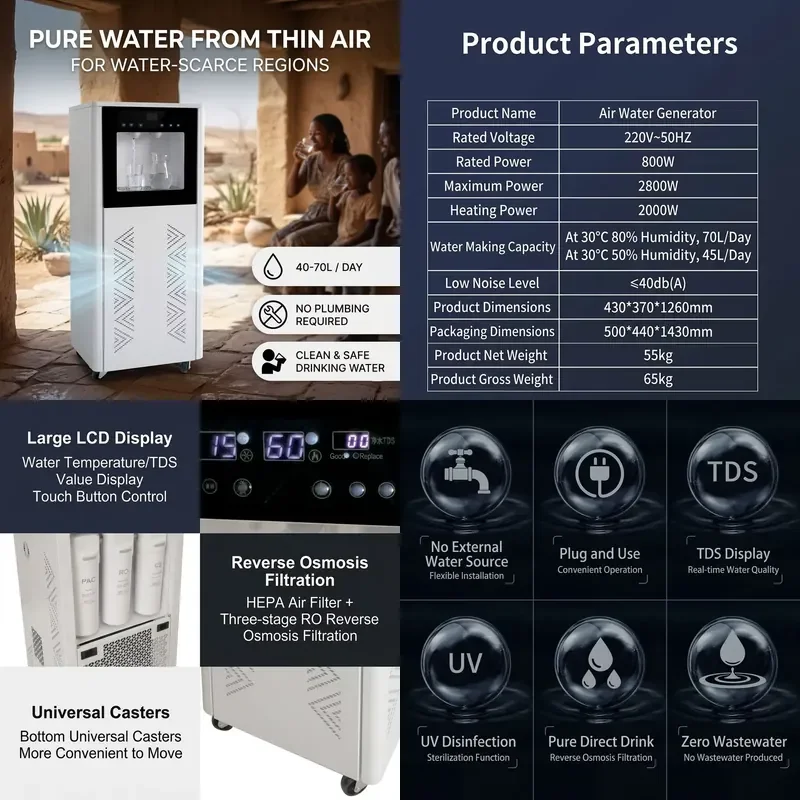 for Vertical Water Machine 40-70L Daily Output No Piping Required Suitable for Office Use