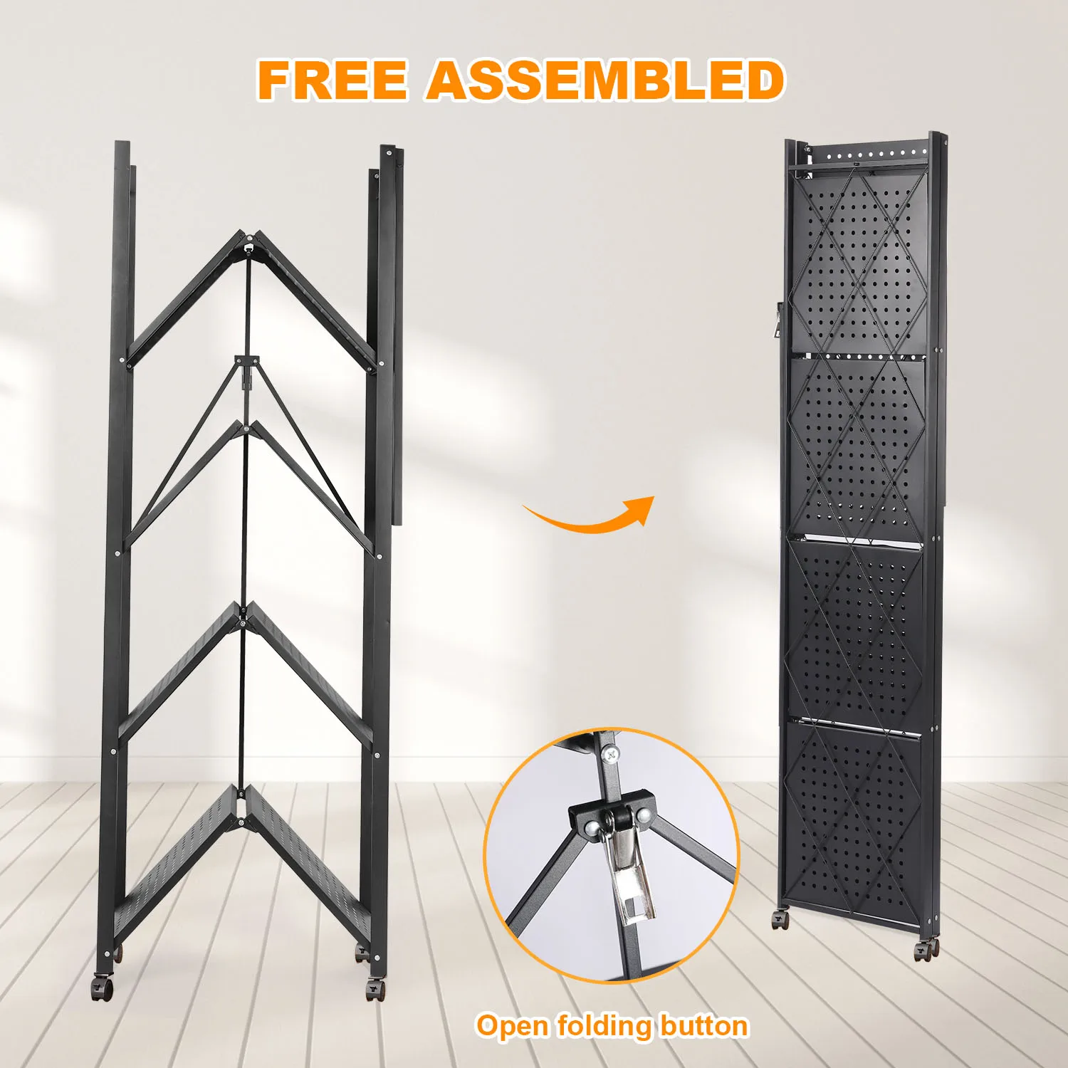 Étagères de Rangement Multifonctionnelles Pliables T1 à 5 Niveaux, Garde-Manger