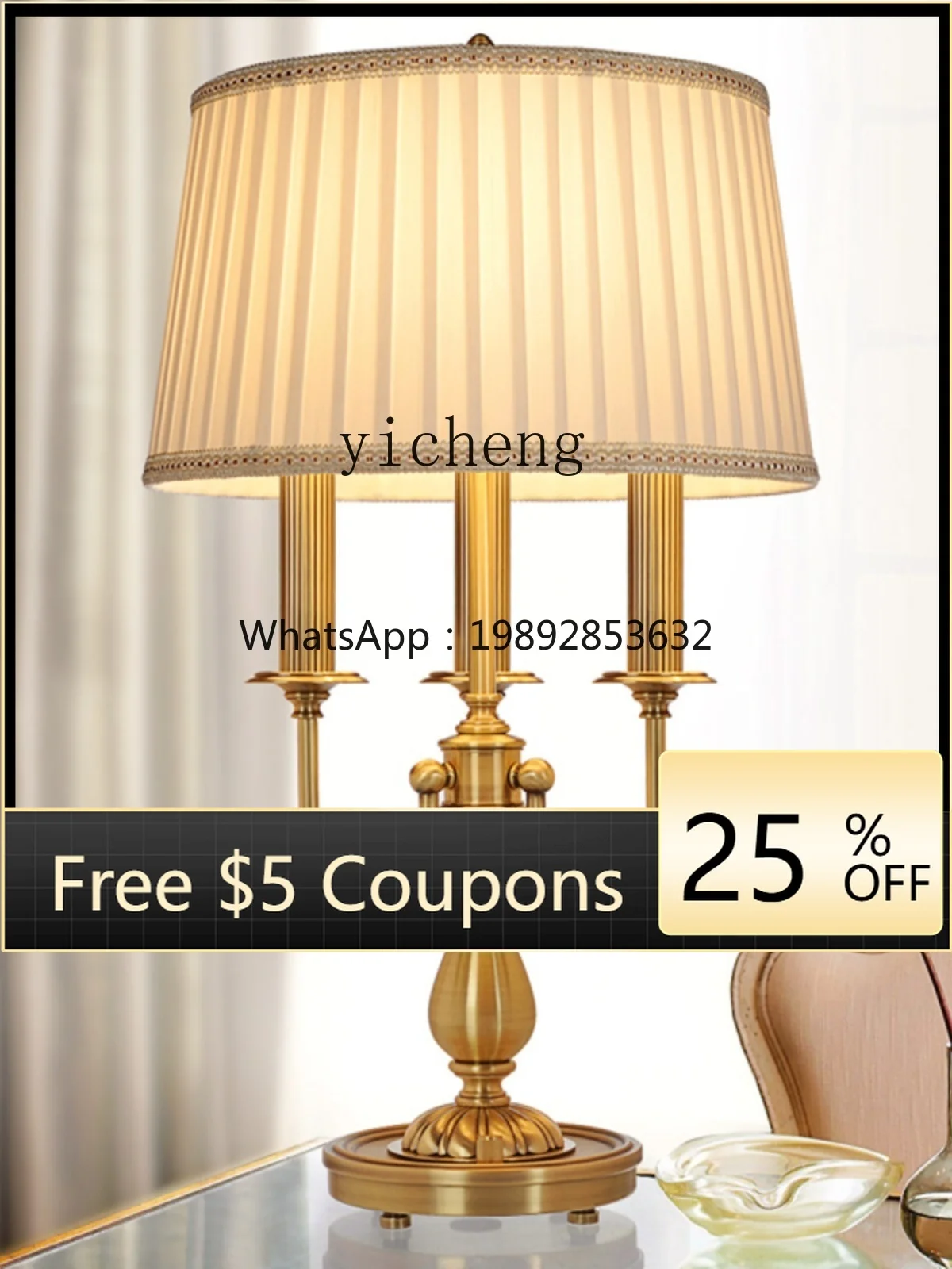 

Affordable Luxury Fashion Three Lamp Holder Copper Table Creative Romantic Modern Bedside Lamp Living Room Decoration