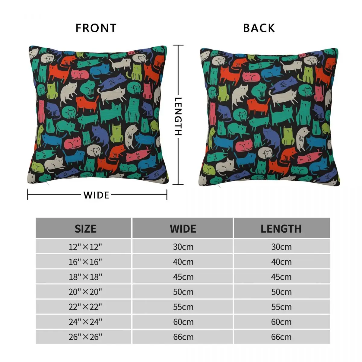 Cool Cats Cute Colorful Pet Pillowcase Polyester Linen Velvet Creative Zip Decorative Pillow Case Car Cushion Cover