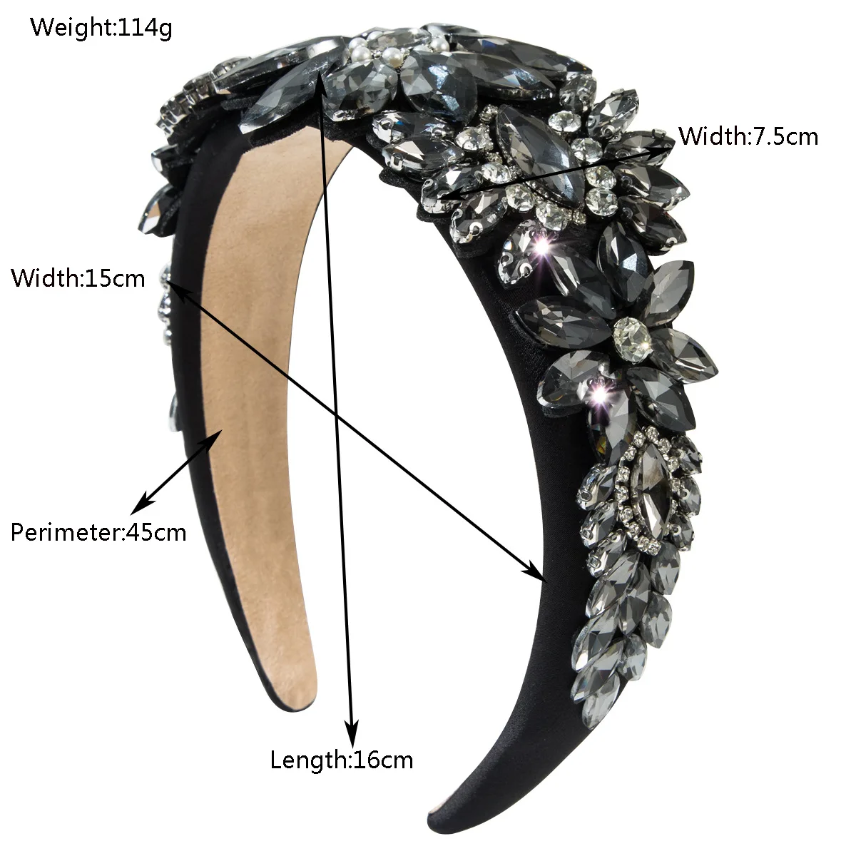 Baroque Heavy Industry Hair Accessories Super Flash Crystal Flower Glass Drill Bit Hoop Women's Fashion Retro Sponge Hair Access 2
