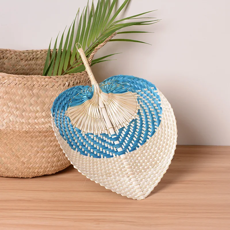 Natural Bamboo Raffia Hand Fan Summer Cooling Supplies Hand Woven Fan Farmhouse Wall Decoration Wedding Party Gift