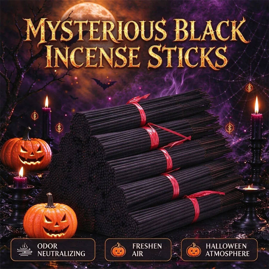 24/51/108/181 Pieces of Mysterious Black Unscented Incense Sticks, 8.66in Long, Halloween Holiday Limited Edition, Light One up to Add to the Festive Atmosphere, Suitable for Holiday Parties, Home Bedrooms, Outdoor Activities, Holiday Gifts