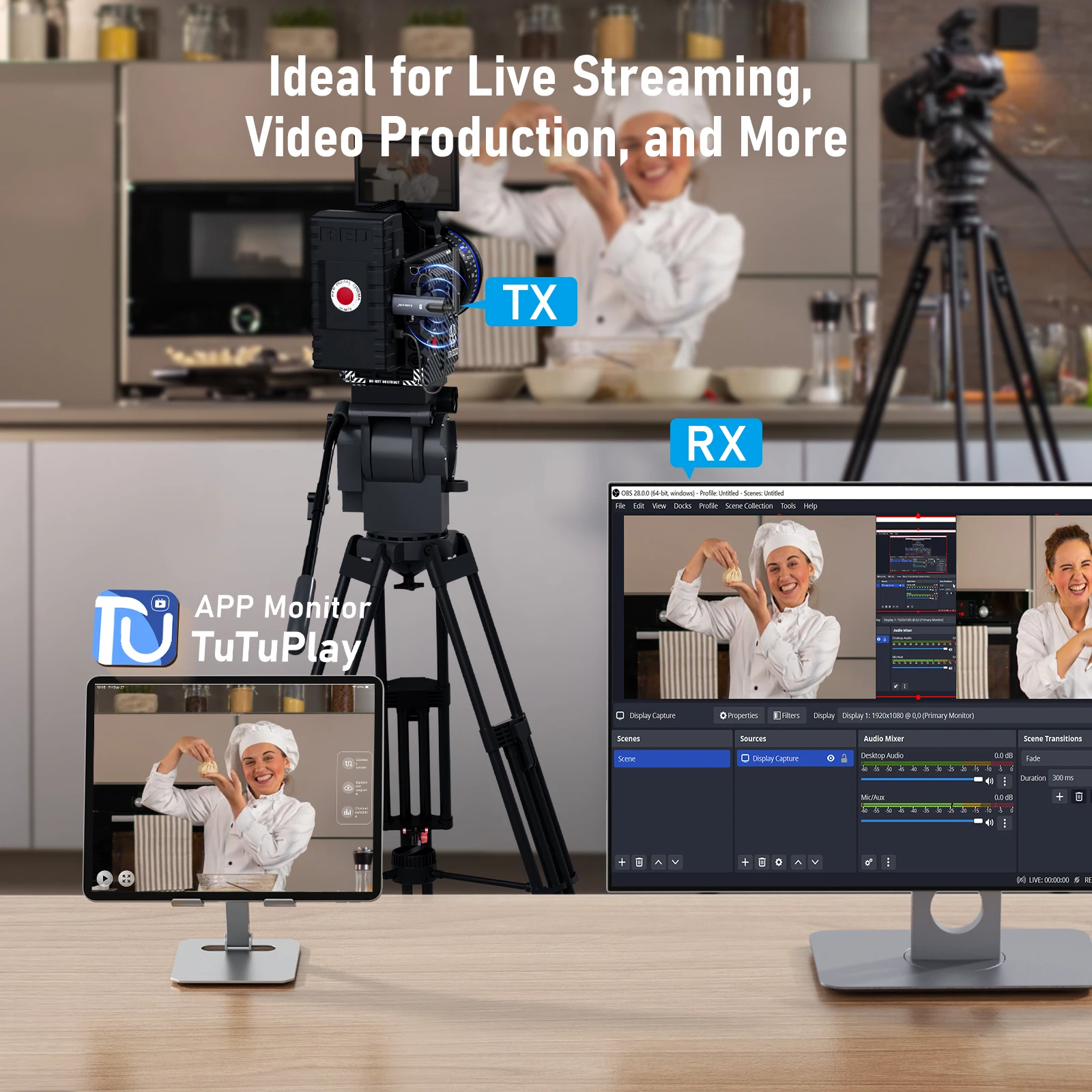 Lemorele 200m Bezprzewodowy Nadajnik i Odbiornik HDMI z Monitorowaniem przez Aplikację, Zestaw Przedłużający Plug & Play, Transceiver Wideo do PC, TV, Projektora — zdjęcie produktu 4