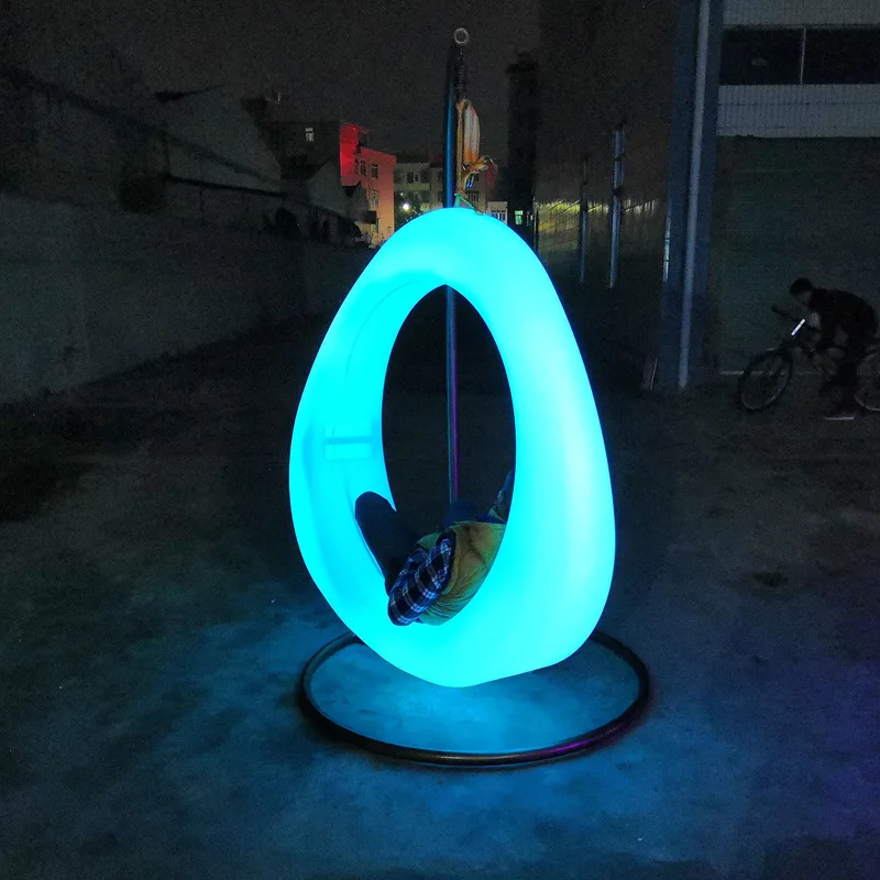 

Outdoor Patio Swing With Solar Night Lamp RGB Colour Lighting Decorative Square Park Amusement Swing Moon Seat