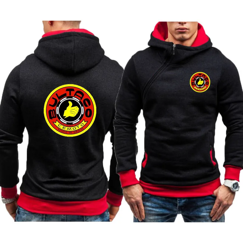 

2024 oversized men's hoodie bultaco motorcycle trend zipper sweatshirt Spring Autumn hip hop fleece matching color pullover