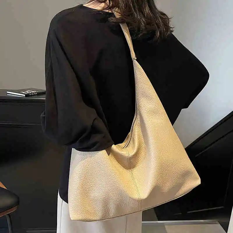 الملمس الجلود الناعمة سعة كبيرة حمل حقيبة 2026 جديد تنوعا تخفيف حقيبة يد ريترو عادية واحدة الكتف تحت الإبط حقائب #3