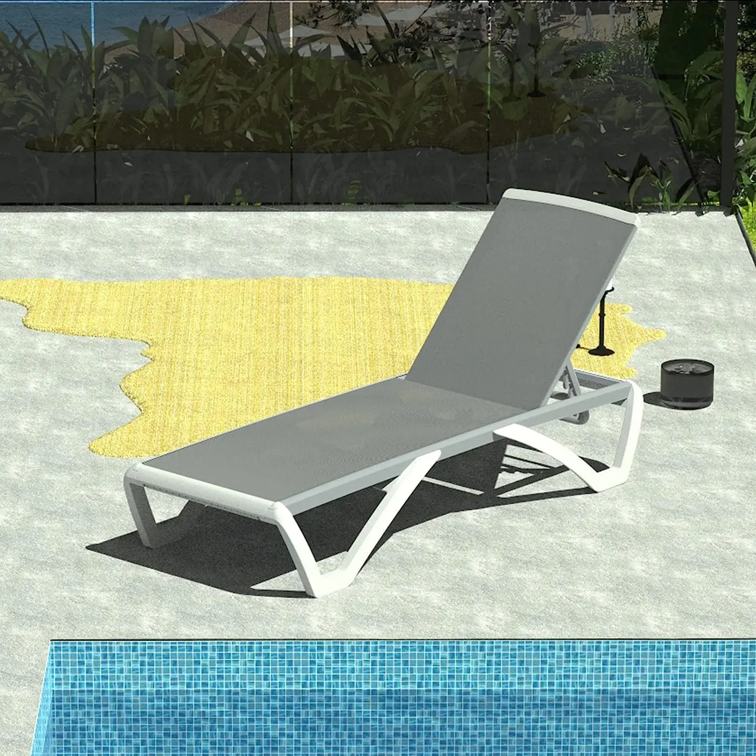 

Domi - Silla de salón para exteriores, tumbona de aluminio para patio con respaldo y ruedas ajustables de 5 posiciones, silla re