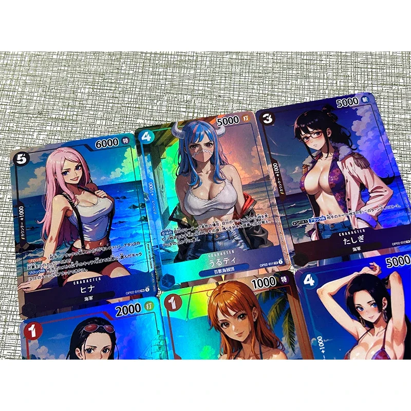 One Piece Anime Characters Yamato Uta Nami Nico Robin DIY Bronzing Collection Card Christmas Birthday Gift Game Toys