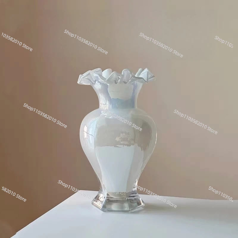 

Iridescent Handmade Fenton Glass Vase - Fishtail Vase Luxury Home & Table Decor