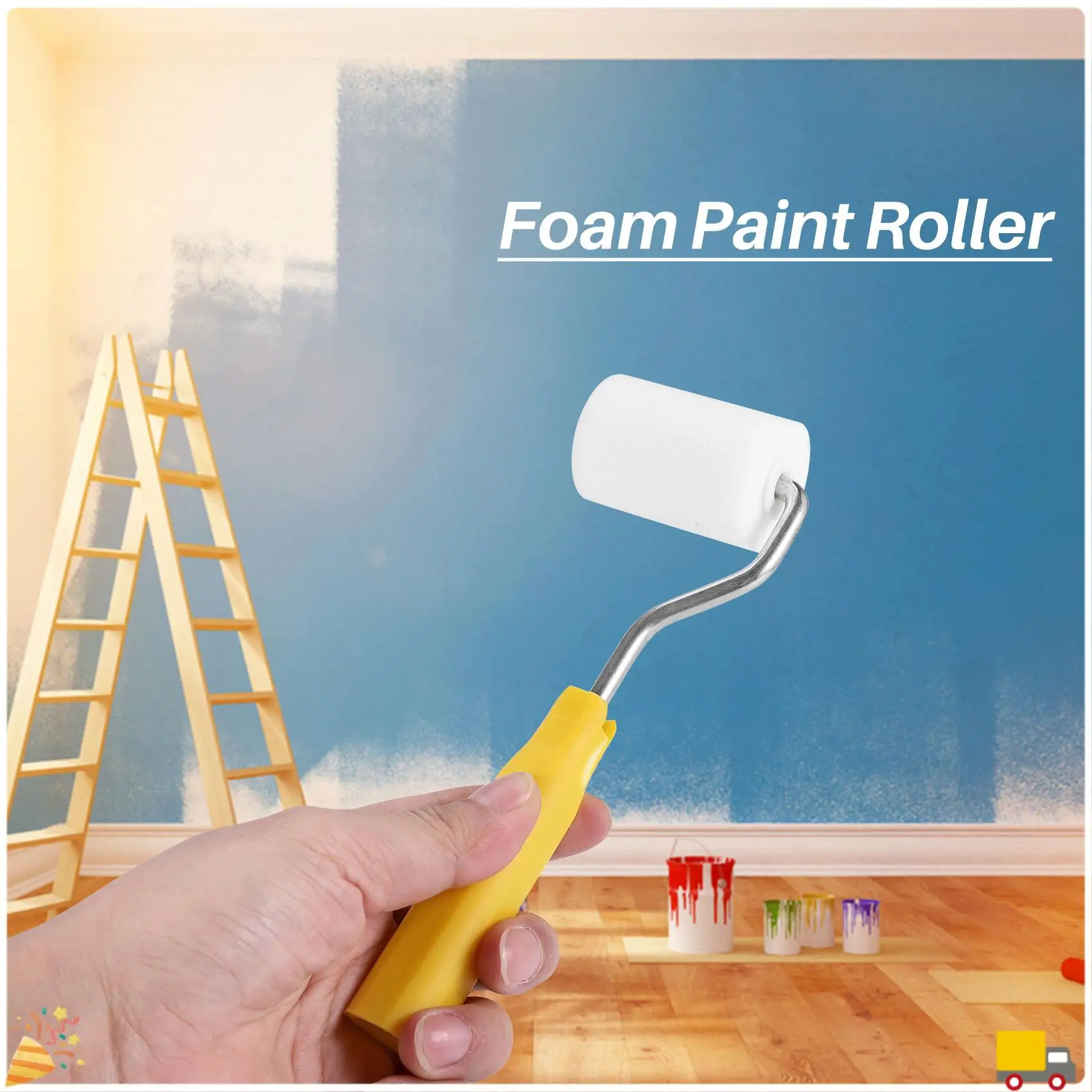 A32HOT-6Pcs Mini Foam Paint Roller Painting Decorating Kit 2 Inch Small Paint Roller Tray Set For Wall Painting Repair Brush