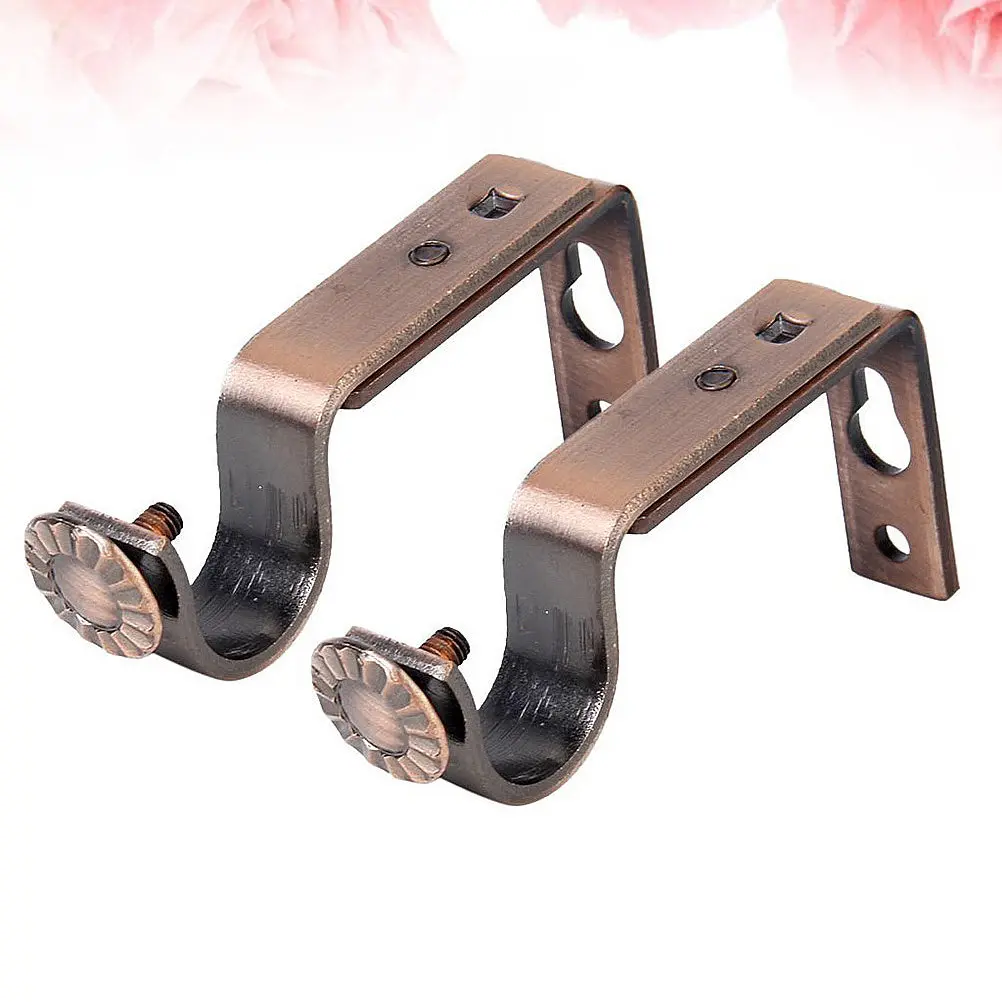4Pcs Rust Resistant Iron Curtain Rod Holder Bracket Vintage Bronze Decorative Design for 18-22Mm Diameter Pole Wall Mount