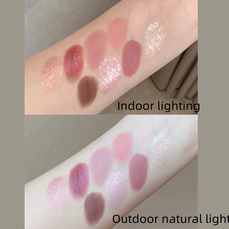New Nine-color Eyeshadow Palette Rose Pink Nude Brown Low Saturation Pearly Matte Glitter Eye Shadow Long-lasting Eye Makeup