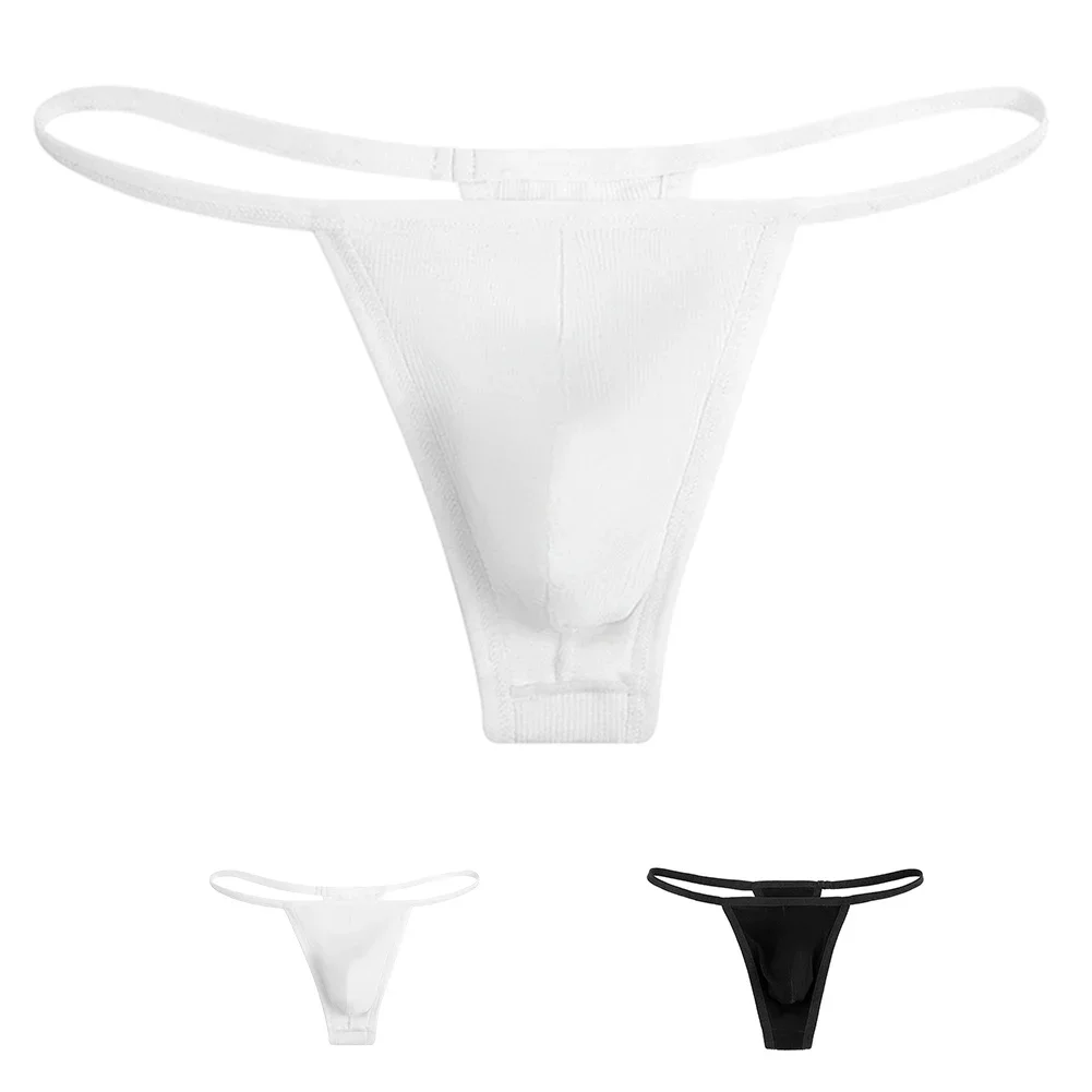 Sexy Man Thongs  Bulge Pouch Briefs T-Back G-String Bikini Underwear Sheer Solid Color Panties Thong Underpants For Men